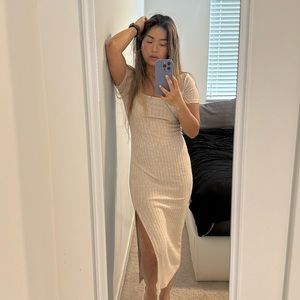 Sweater dress with side split